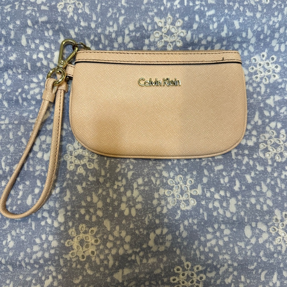 Calvin Klein Tan Clutch Sleek Design Wristlet